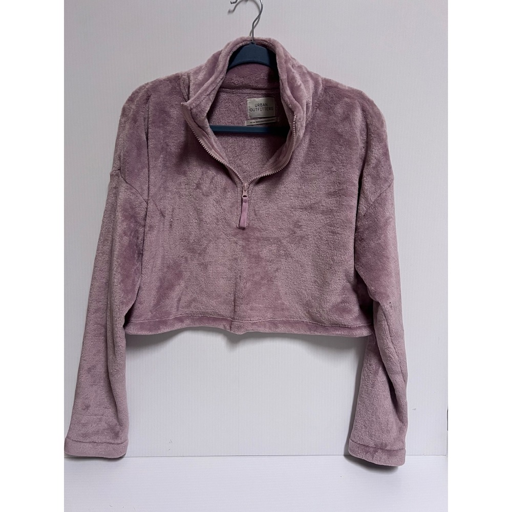 Urban Outfitters Mauve Purple Teddy Fleece Cropped Quarter Zip Pullover Medium